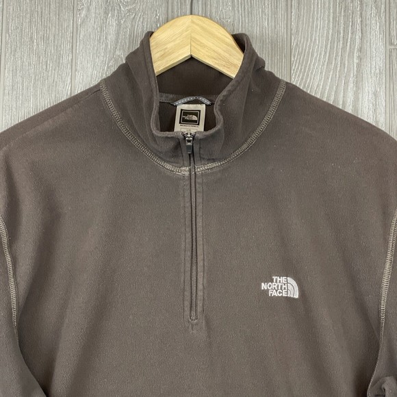 THE NORTH FACE Brown TKA100 Light Fleece Jacket Quarter Zip Front Mens Sz Large‎ - Picture 2 of 7